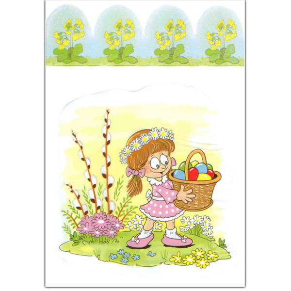 Velikonoční sáčky PP 18 x 40 cm - Děvčátko s košíčkem (100 ks/bal)