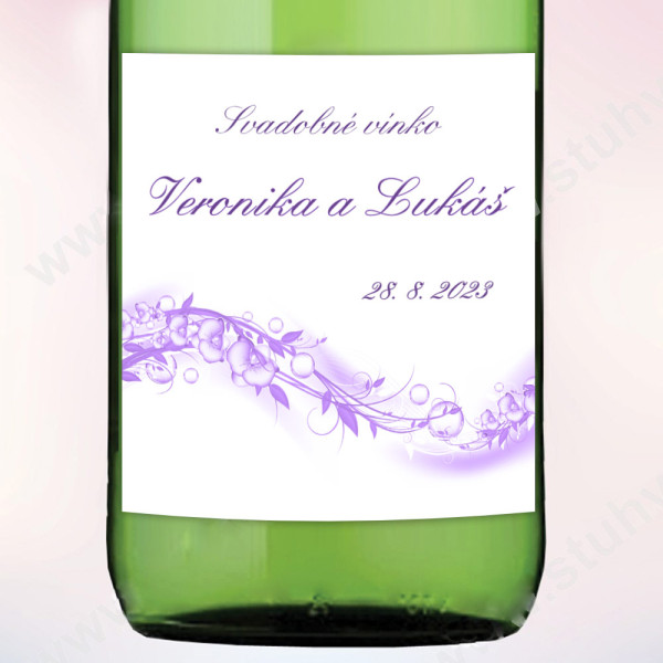Etiketa na svadobné vínko ORCHIDEJ 9 x 10 cm  (6 ks/bal)