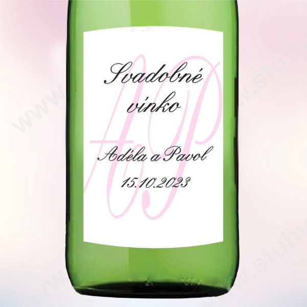 Etiketa na svadobné vínko MONOGRAM 5,5 x 8 cm  (9 ks/bal)