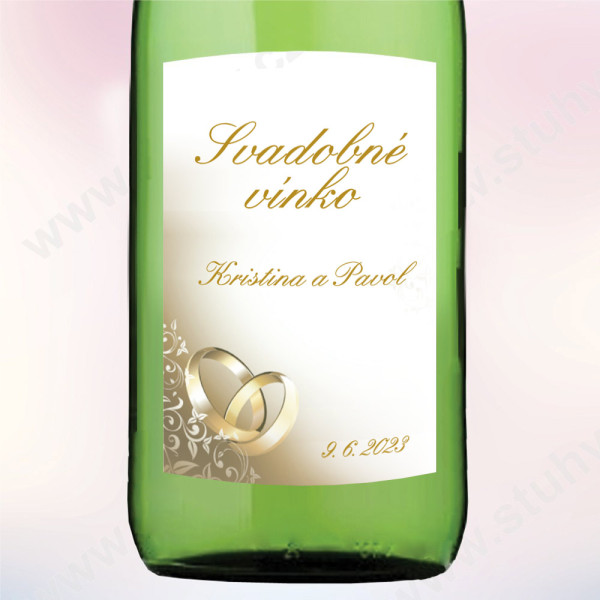 Etiketa na svadobné vínko ZLATÉ PRSTENY 5,5 x 8 cm - zlatá (9 ks/bal)