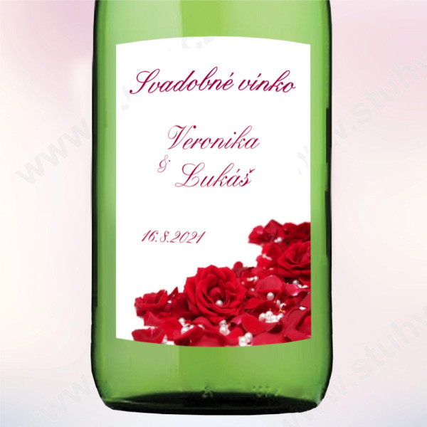 Etiketa na svadobné vínko RŮŽE 5,5 x 8 cm  (9 ks/bal)