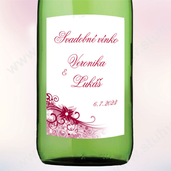 Etiketa na svadobné vínko KVÍTEK 5,5 x 8 cm  (9 ks/bal)