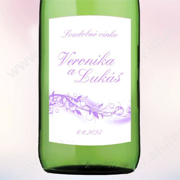 Etiketa na svadobné vínko ORCHIDEJ 5,5 x 8 cm  (9 ks/bal)