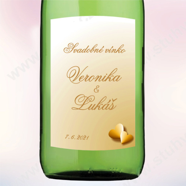 Etiketa na svadobné vínko ELEGANCE 5,5 x 8 cm - zlatá (9 ks/bal)