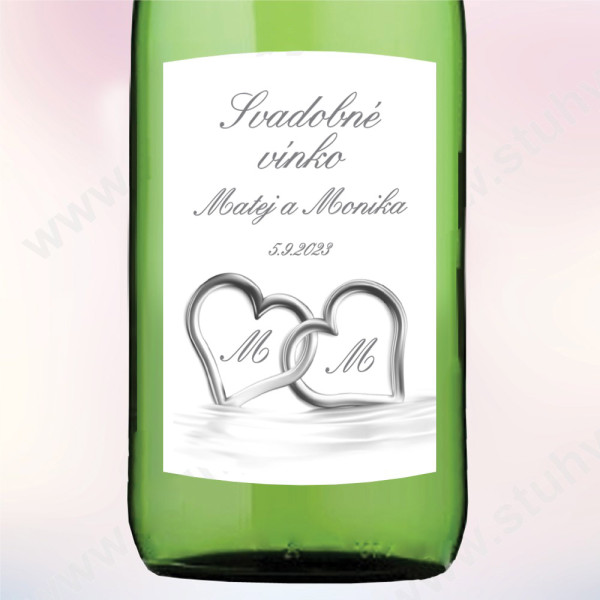 Etiketa na svadobné vínko SRDCE 5,5 x 8 cm  (9 ks/bal)