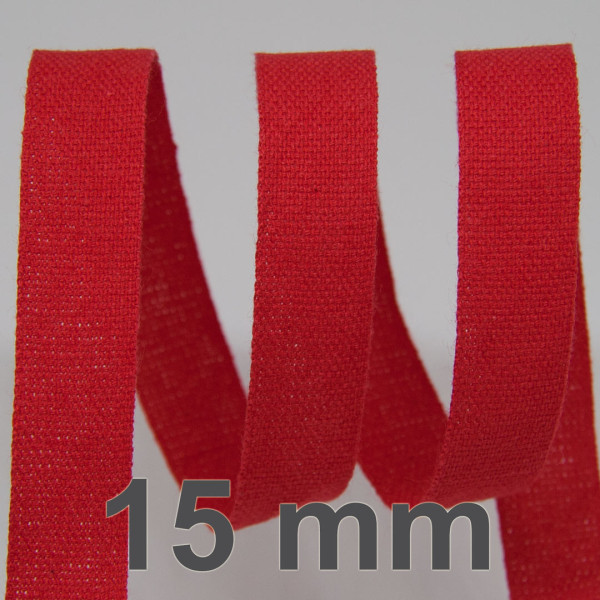Bavlněná stuha - Cordula 15 mm - červená 123 (20 m)