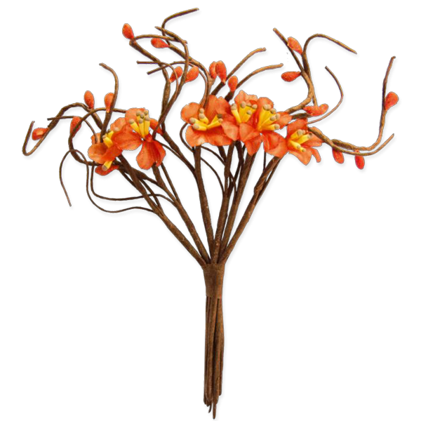 Větvička s kvítkem 15cm - oranžová (2ks/bal)