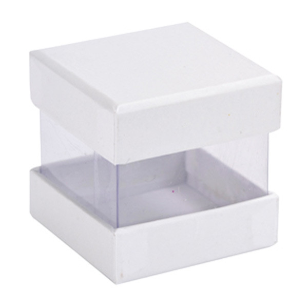 Dárková krabička s víčkem, 4x4x4 cm - bílá (6 ks/bal)