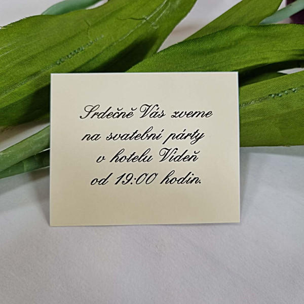 Pozvánka ke svatebnímu stolu UNI 8 x 6,5 cm - krémová (1 ks)