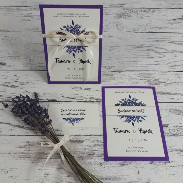 Svatební oznámení - Provence - fialová (1 ks)