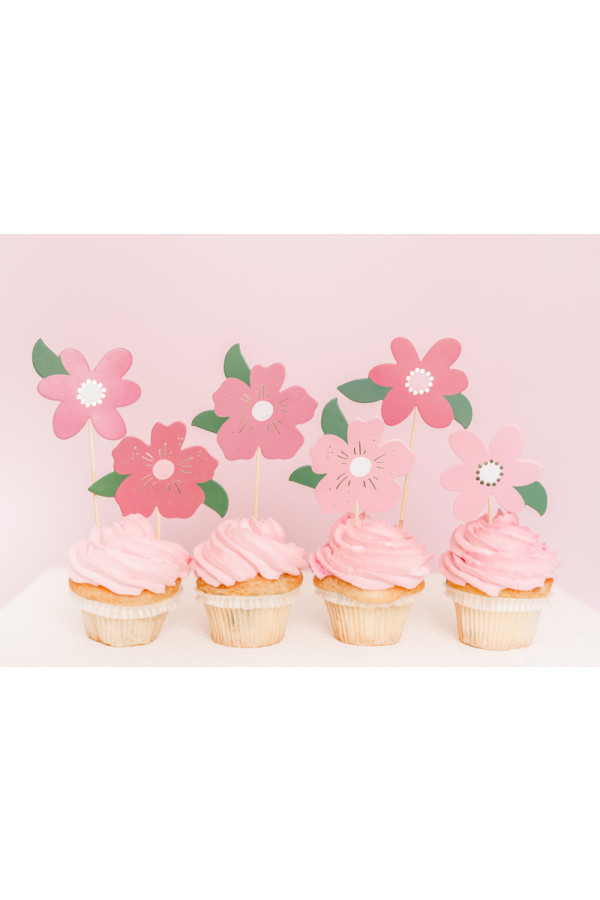 Zápichy na dort/cupcake - Květiny 13-14,5 cm. (8ks/bal)