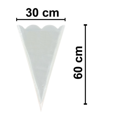 Čiré celofánové kornouty z polypropylenu 30 x 60 cm - 50 my - výsek (100 ks/bal)