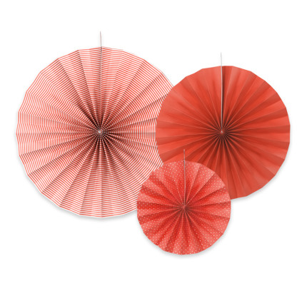 Papírová dekorace - Rozety Ø40, 32, 23 cm - červená ( 3 ks / bal )