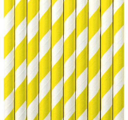 Papírové brčko s pruhy - žlutá / bílá ( 10 ks / bal )