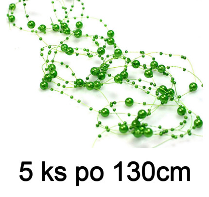 Perličková girlanda 1,3m - zelená ( 5 ks/bal )
