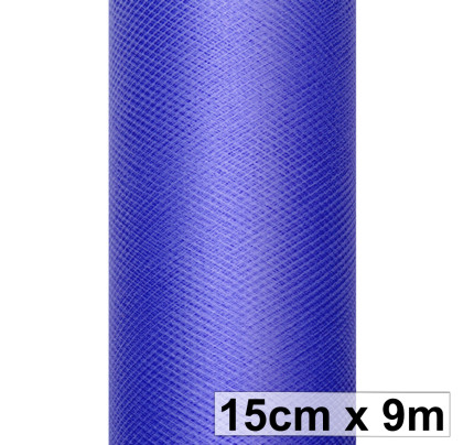 Svatební tyl, šíře 15 cm - tmavá modrá ( 9 m/rol )
