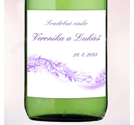 Etiketa na svadobné vínko ORCHIDEJ 9 x 10 cm  (6 ks/bal)