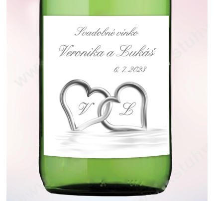 Etiketa na svadobné vínko SRDCE 9 x 10 cm (6 ks/bal)