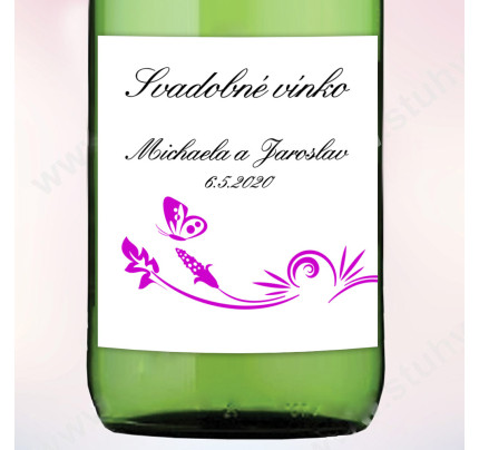 Etiketa na svadobné vínko MOTÝLEK 9 x 10 cm  (6 ks/bal)