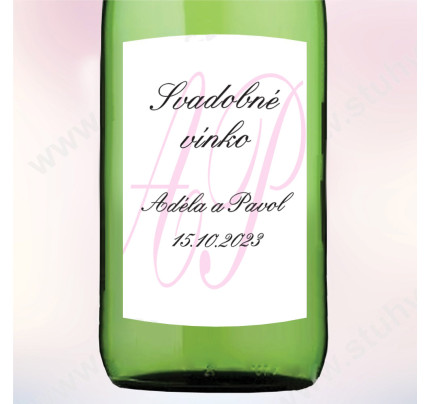 Etiketa na svadobné vínko MONOGRAM 5,5 x 8 cm  (9 ks/bal)