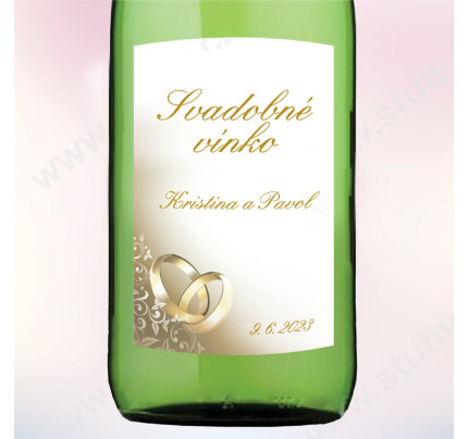 Etiketa na svadobné vínko ZLATÉ PRSTENY 5,5 x 8 cm - zlatá (9 ks/bal)