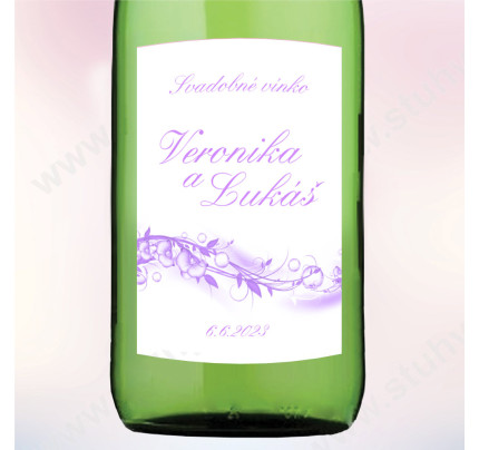 Etiketa na svadobné vínko ORCHIDEJ 5,5 x 8 cm  (9 ks/bal)