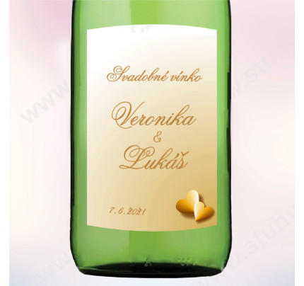 Etiketa na svadobné vínko ELEGANCE 5,5 x 8 cm - zlatá (9 ks/bal)