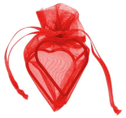 Svatební mošnička na mandle 5x9 cm - červená (4ks/bal)