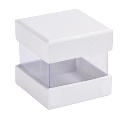 Dárková krabička s víčkem, 4x4x4 cm - bílá (6 ks/bal)