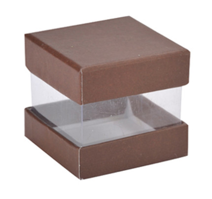 Dárková krabička s víčkem, 4x4x4 cm - čokoládová (6 ks/bal)