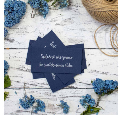 Pozvánka ke svatebnímu stolu - PRAHA 9A tmavě modrá (1ks)
